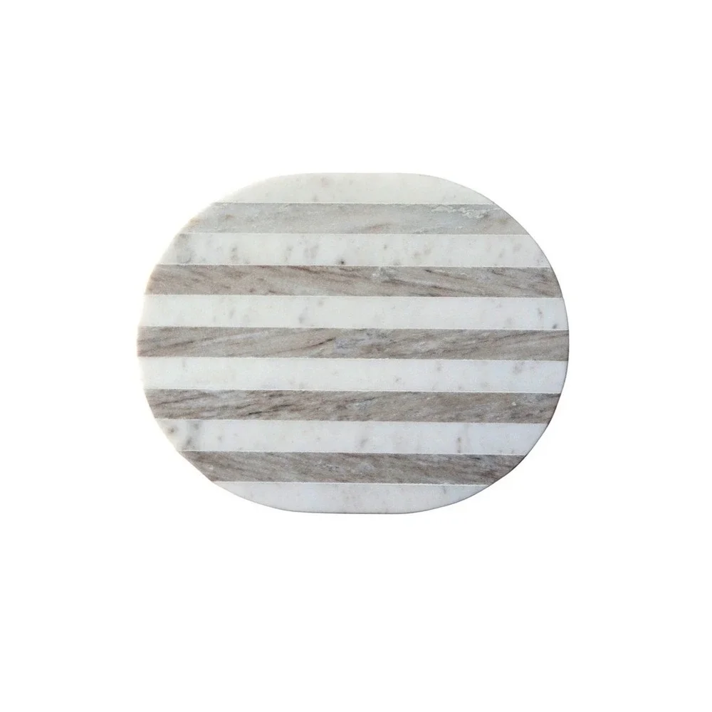 15x12 Marble Cheese Cutting Board Grey White Striped Oval Food Safe Serving Tray